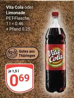 Globus VITA Cola oder Limonade Angebot