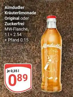Globus Almdudler Kräuterlimonade Original oder Zuckerfrei Angebot
