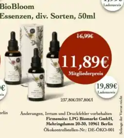 LPG Biomarkt BioBloom Essenzen, div. Sorten Angebot