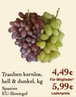 LPG Biomarkt Trauben kernlos, hell & dunkel Angebot