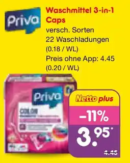 Netto Marken-Discount Priva Waschmittel 3-in-1 Caps Angebot