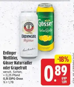 E-Center Erdinger weißbier, gösser naturradler oder grapefruit Angebot