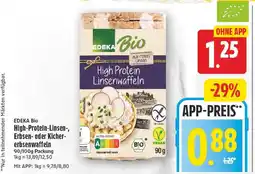 E-Center Edeka bio high-protein-linsen-, erbsen- oder kircher- erbsenwaffeln Angebot