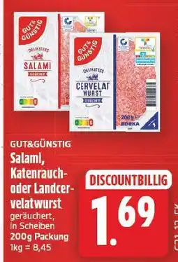 E-Center Gut & günstig salami, katenrauch- oder landcervelatwurst Angebot