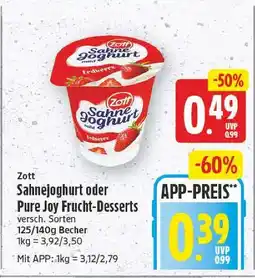E-Center Zott sahnejoghurt oder frucht-desserts Angebot