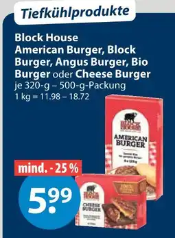 V Markt Block house american burger, block burger, angus burger, bio burger oder cheese burger Angebot