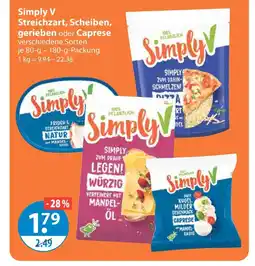 V Markt Simply v streichzart, scheiben, gerieben oder caprese Angebot