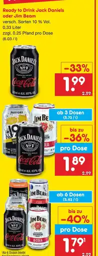 Netto Marken-Discount Jack daniels oder jim beam ready to drink Angebot