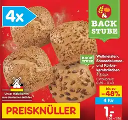 Netto Marken-Discount Back stube weltmeister-, sonnenblumen- und kürbiskernbrötchen Angebot