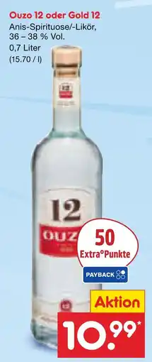Netto Marken-Discount Ouzo 12 oder gold 12 anis-spirituose/-likör Angebot