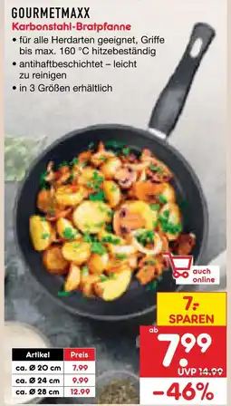 Netto Marken-Discount Gourmetmaxx karbonstahl-bratpfanne Angebot