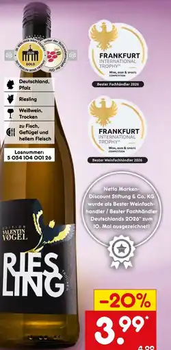 Netto Marken-Discount Edition valentin vogel riesling Angebot