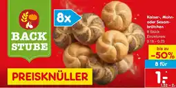 Netto Marken-Discount BACK STUBE Kaiser, Mohn oder Sesambrötchen Angebot