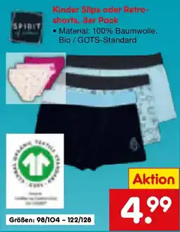 Netto Marken-Discount SPIRIT Kinder Slips oder Retroshorts, 3er Pack Angebot