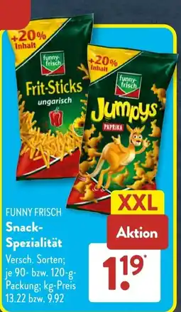 Aldi Süd FUNNY FRISCH Snack- Spezialität Angebot