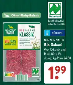 Aldi Süd Nur Nur Natur Bio-Salami Angebot