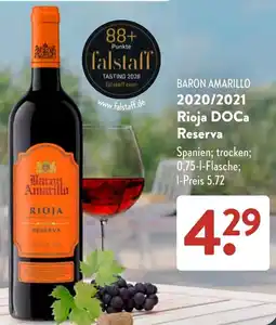 Aldi Süd BARON AMARILLO 2020/2021 Rioja DOCa Reserva Angebot