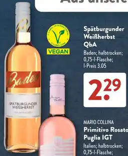 Aldi Süd Spätburgunder Weissherbst QbA Angebot