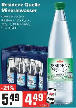 Logo Getränkemarkt Residenz Quelle Mineralwasser Angebot