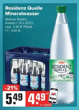 Logo Getränkemarkt Residenz Quelle Mineralwasser Angebot