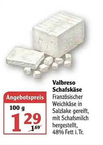 Globus Valbreso Schafskäse Angebot