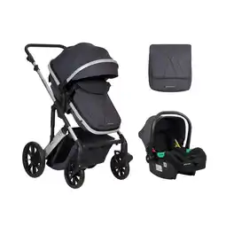Netto Marken-Discount Kikkaboo Kinderwagen Darling 3 in 1 Sportsitz Tragetasche Autositz Wickeltasche grau gemustert Angebot