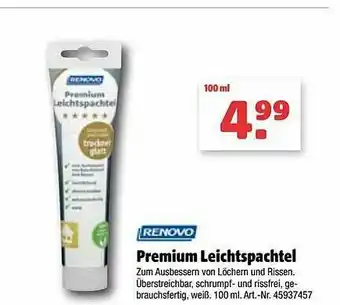 Hagebau Renovo Premium Leichtspachtel Angebot