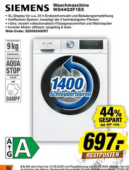 expert Techno Land SIEMENS Waschmaschine WG44G2F1EX Angebot