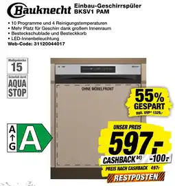 expert Techno Land Bauknecht Einbau-Geschirrspüler BKS V1 PAM Angebot