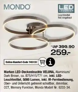 Ostermann Marken LED-Deckenleuchte VELUNA, Aluminium/Dark Brown Angebot