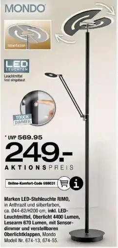 Ostermann Marken LED-Stehleuchte RIMO, in Anthrazit und silberfarben Angebot