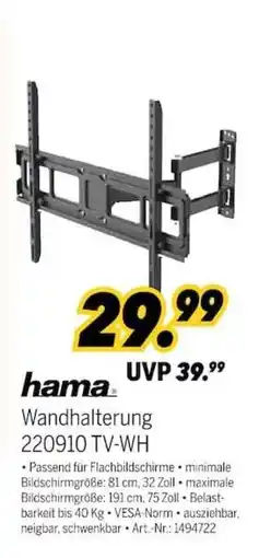 MEDIMAX hama Wandhalterung 220910 TV-WH Angebot