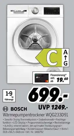 MEDIMAX BOSCH Wärmepumpentrockner WQG233D91 Angebot