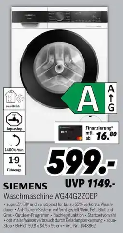 MEDIMAX SIEMENS Waschmaschine WG44GZ0EP Angebot