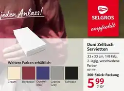 Selgros Duni Zelltuch Servietten Angebot