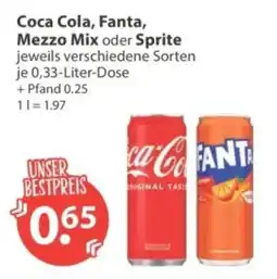 V Markt Coca Cola, Fanta, Mezzo Mix oder Sprite Angebot