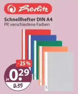 V Markt Berlitz Schnellhefter DIN A4 Angebot