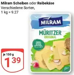 Globus Milram Scheiben oder Reibekäse Angebot