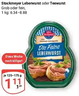 Globus Stockmeyer Leberwurst oder Teewurst Angebot