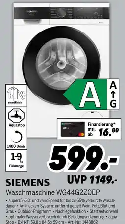 MEDIMAX Siemens waschmaschine wg44g2z0ep Angebot