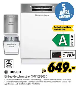 MEDIMAX Bosch einbau-geschirrspüler smi4ebs03d unterbau variante Angebot