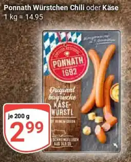 Globus Ponnath Würstchen Chili oder Käse Angebot