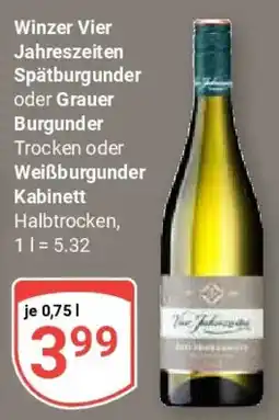Globus Winzer Vier Jahreszeiten Spätburgunder oder Grauer Burgunder oder Weißburgunder Kabinett Angebot