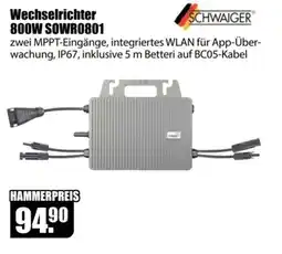 V Baumarkt Wechselrichter 800W SOWR0801 SCHWAIGER Angebot