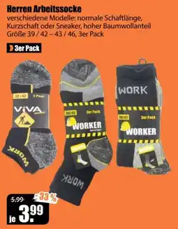 V Baumarkt Herren Arbeitssocke WORKER Angebot