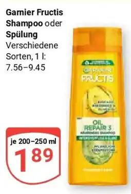 Globus Garnier Fructis Shampoo oder Spülung Angebot