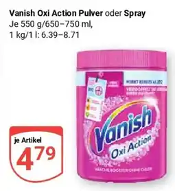 Globus Vanish Oxi Action Pulver oder Spray Angebot