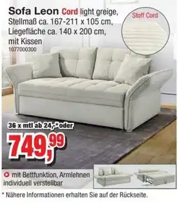 Möbelfundgrube Sofa Leon Cord light greige Angebot