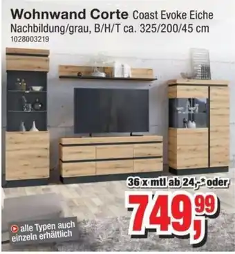 Möbelfundgrube Wohnwand Corte Coast Evoke Eiche Angebot