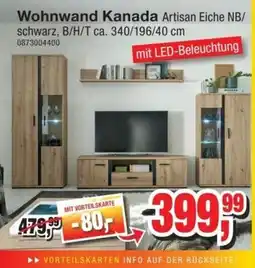 Möbelfundgrube Wohnwand Kanada Artisan Eiche NB/schwarz Angebot